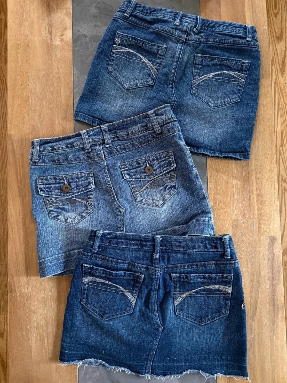 size 10 R regular girls Justice denim mini skirt/skort lot of 3 (2 lined w/short